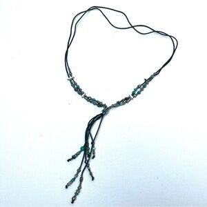 Leather, Silver & Turquoise Bead Tasso Necklace